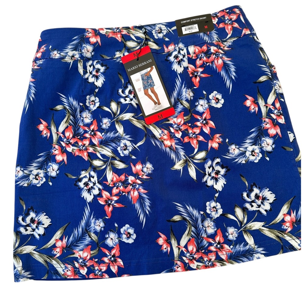 Mario‎ Serrani Skort Blue Floral Comfort Stretch Tummy Control  Medium NWT